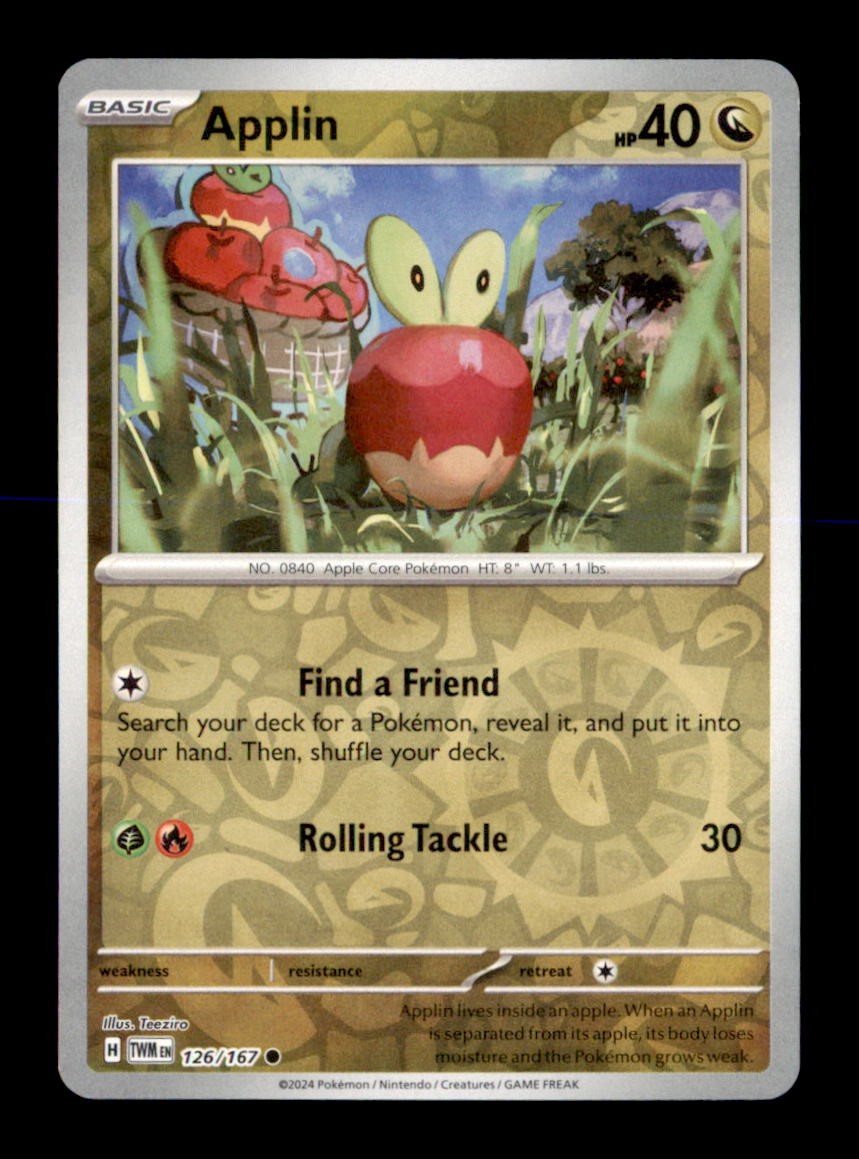 Applin 126/167 Common Twilight Masquerade Pokemon Reverse Holo Near Mint