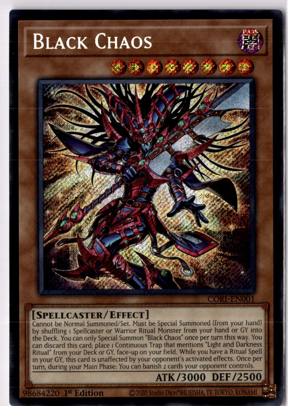 Yugioh Chaos Origins Black Chaos CORI-EN001 Secret Rare 1st Edition