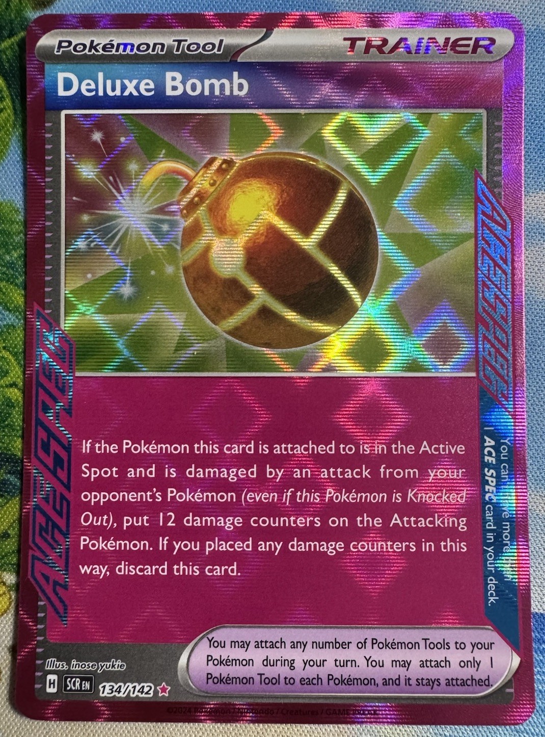 Deluxe Bomb 134/142 ACE SPEC Rare Stellar Crown Pokemon Holo Lightly Played