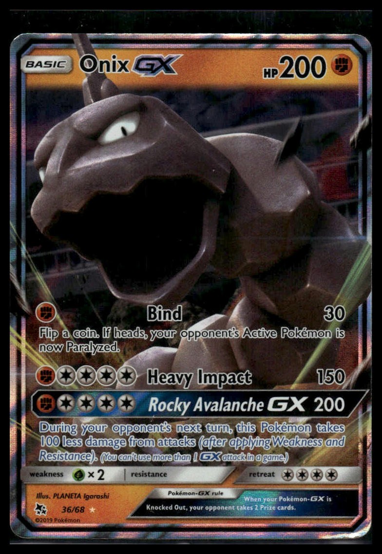 Onix GX Hidden Fates 36/68 NM Pokemon TCG