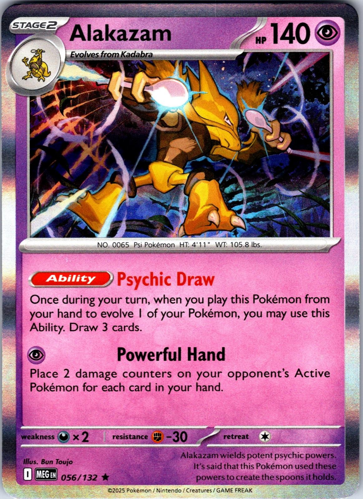 Alakazam 056/132 Rare Mega Evolution Pokemon Holo Lightly Played