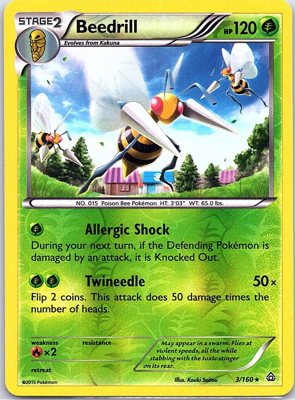 Beedrill 3/160 Rare Primal Clash Pokemon Reverse Holo Lightly Played