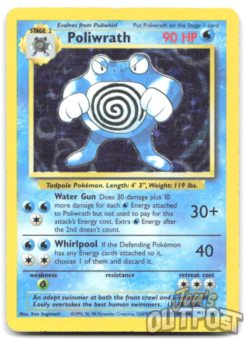 Poliwrath 13/102 Holo Holo Rare Base Set Unlimited Pokemon Holo HP