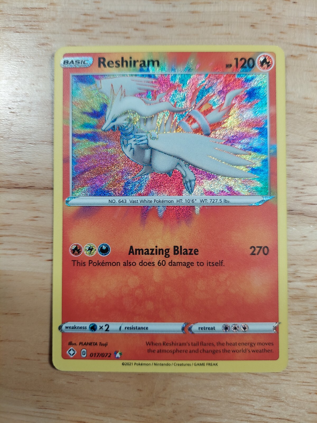 Reshiram 017/072 Shining Fates NM Holo Amazing Rare Pokemon Card