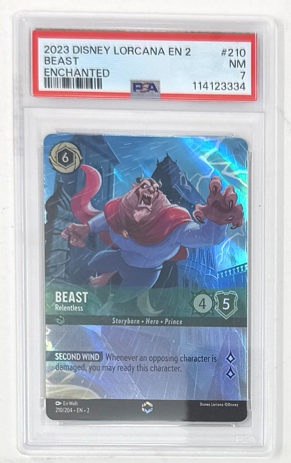 Disney Lorcana Beast Relentless Enchanted 210/204 RotF English EN PSA 7 NM