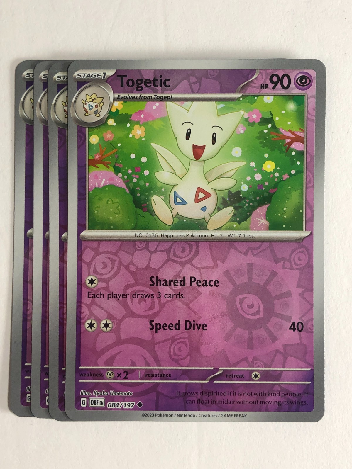 Pokemon TCG Obsidian Flames 4x Playset Reverse Holographic Togetic 084/197 NM