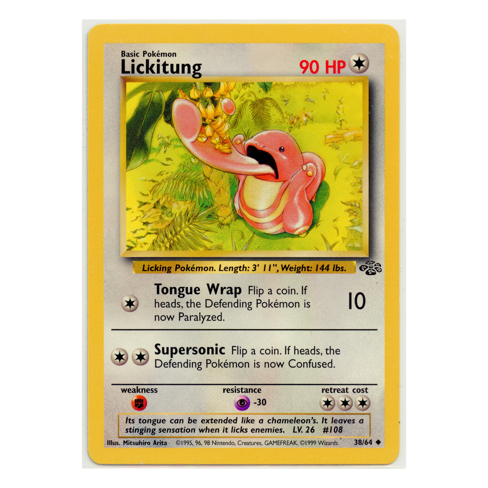 1999 Vintage Pokémon Lickitung Base Set Jungle Unlimited Non-Holo Common #38/64