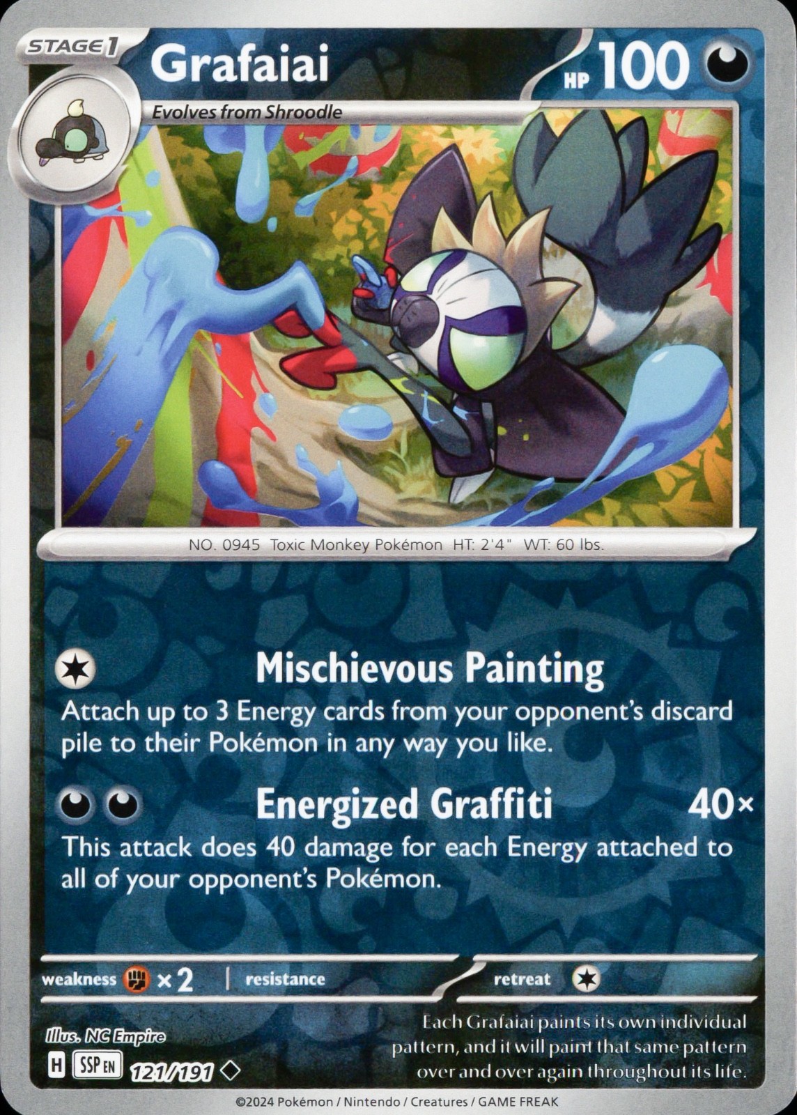 Grafaiai Reverse Holo Uncommon SV08: Surging Sparks 121/191 NM