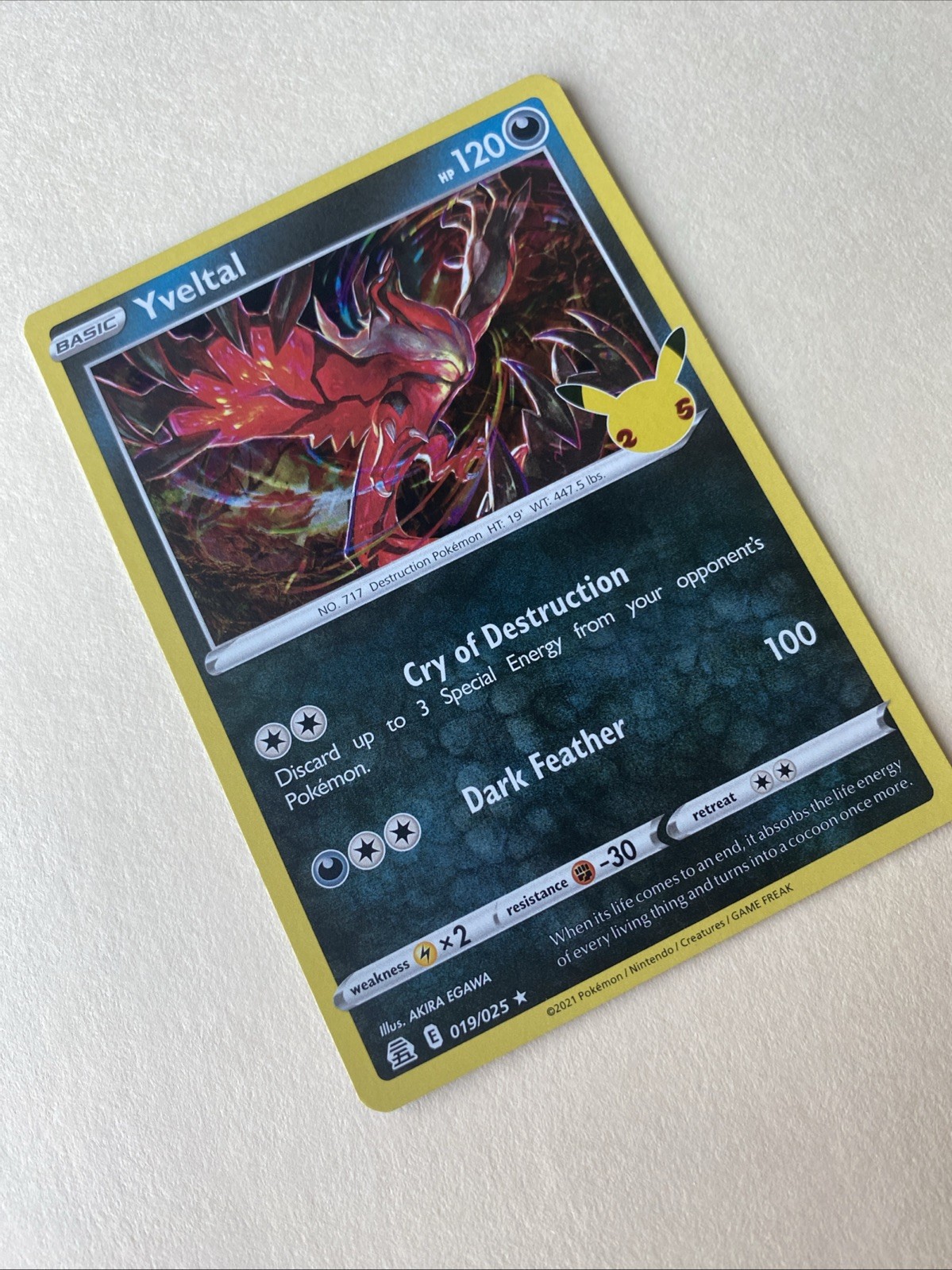 Yveltal 19/25 2021 Pokemon Sword & Shield Celebrations Pokemon TCG – NM/LP