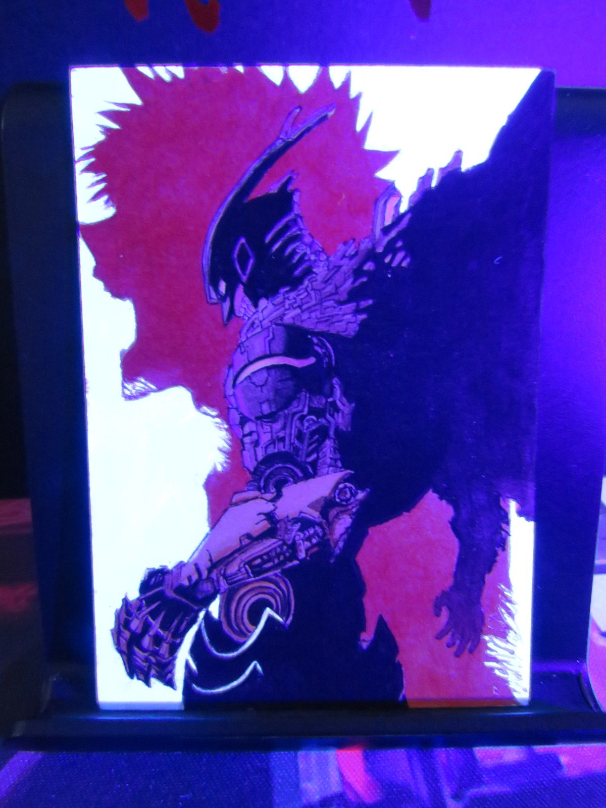 Armored All Might Hand Drawn 1/1 Sketch Art Card Studio Hero Academia Blacklight