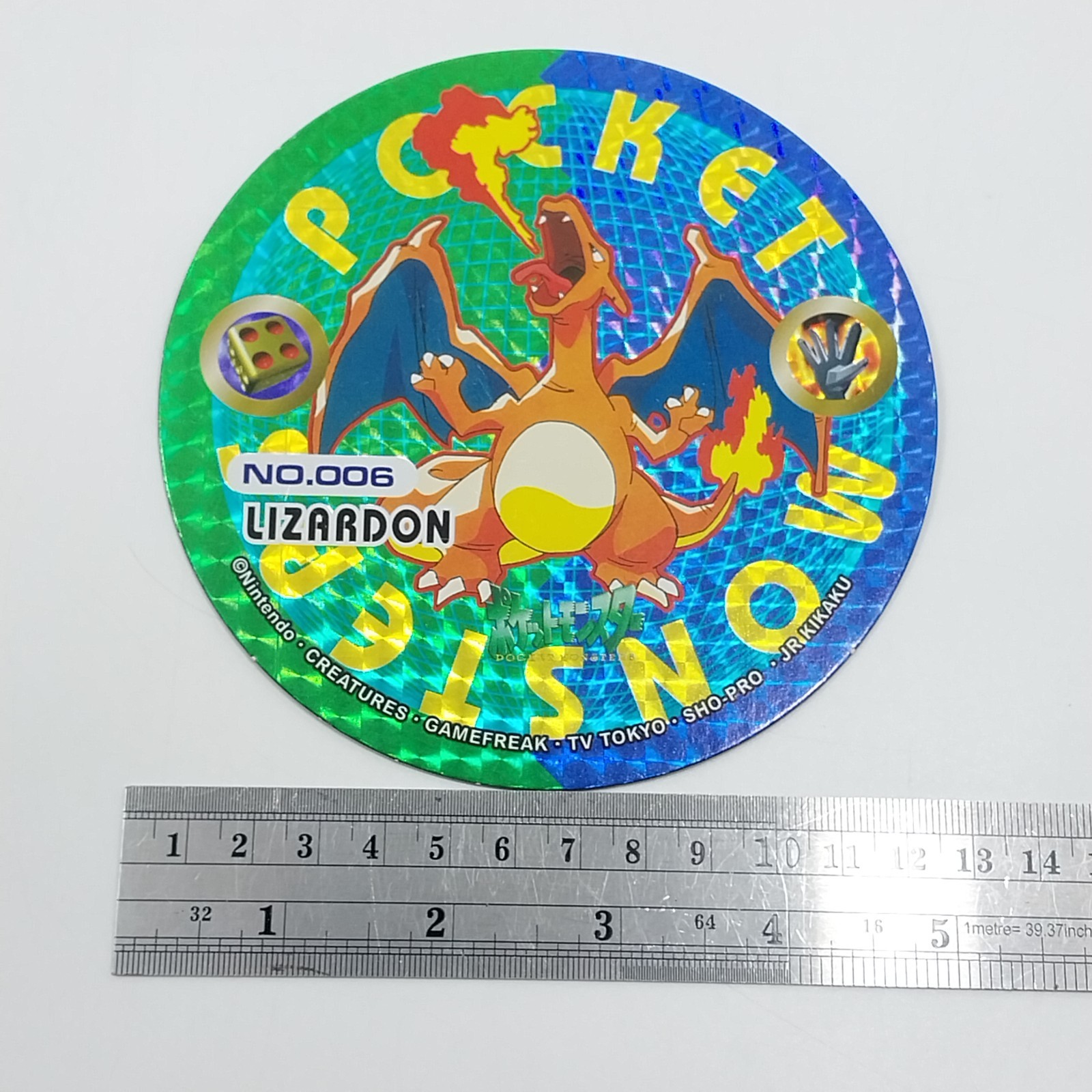 Charizard LIZARDON Prizm Pokemon Maru Menko Card DISC Japanese Vintage A+