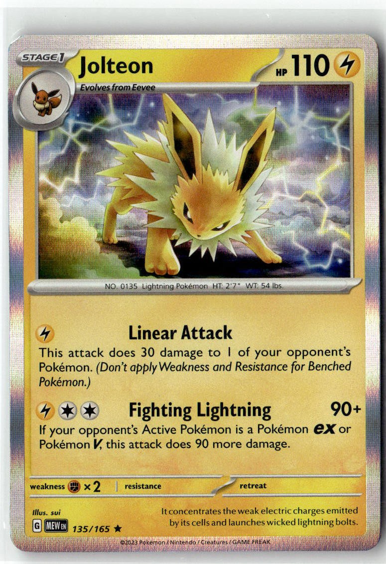 Jolteon 135/165 Rare 151 Pokemon Holo NM/M