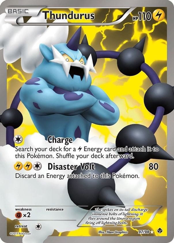 Thundurus EX – 97/98 – Pokemon Emerging Powers Black & White Ultra Rare Card LP