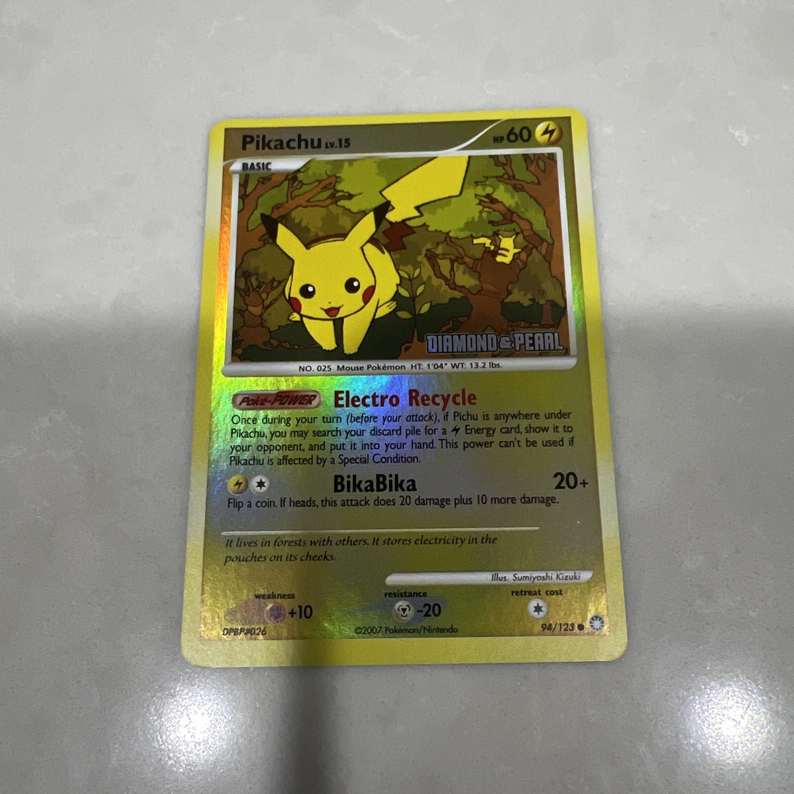 Pokémon Pikachu 94/123 Diamond and Pearl Burger King Stamped Reverse Holo