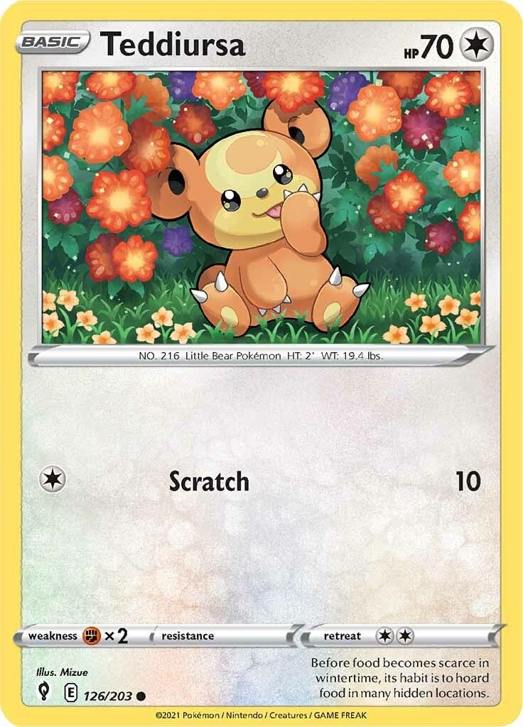 Teddiursa SWSH07 126/203 Pokémon SWSH07: Evolving Skies Common EN NM