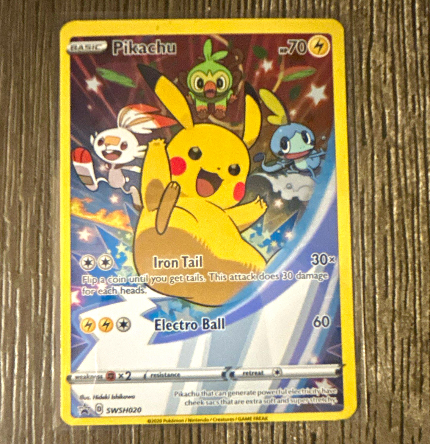 Pokemon TCG Pikachu Holo Promo SWSH020 Sword & Shield Basic 70 HP 2020 EN