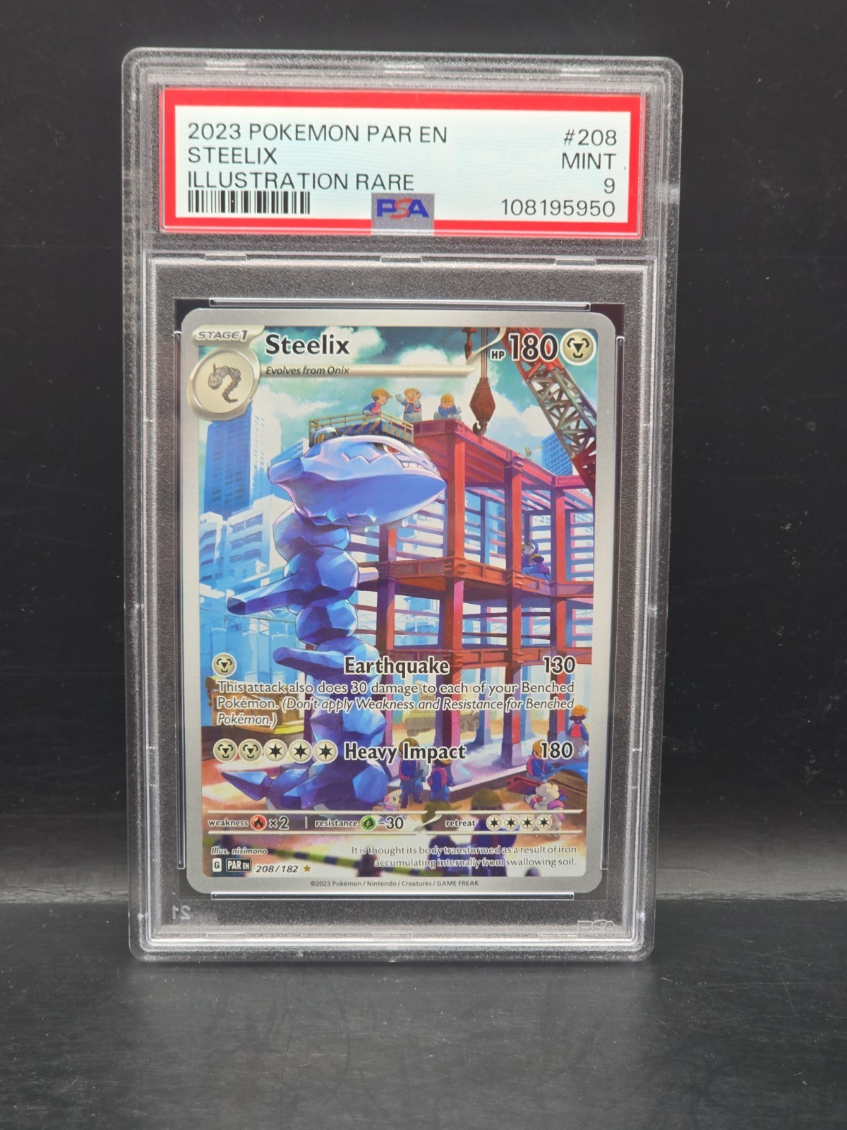 Pokemon PAR 2023 Steelix 208/182 Full Art Illustration Rare Paradox Rift PSA 9