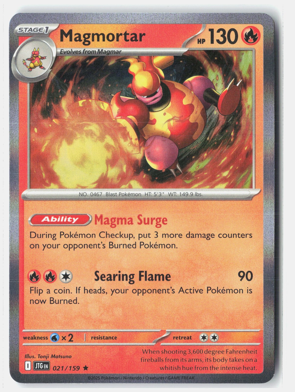 Magmortar Rare Holo SV09: Journey Together 021/159 NM Tonji Matsuno