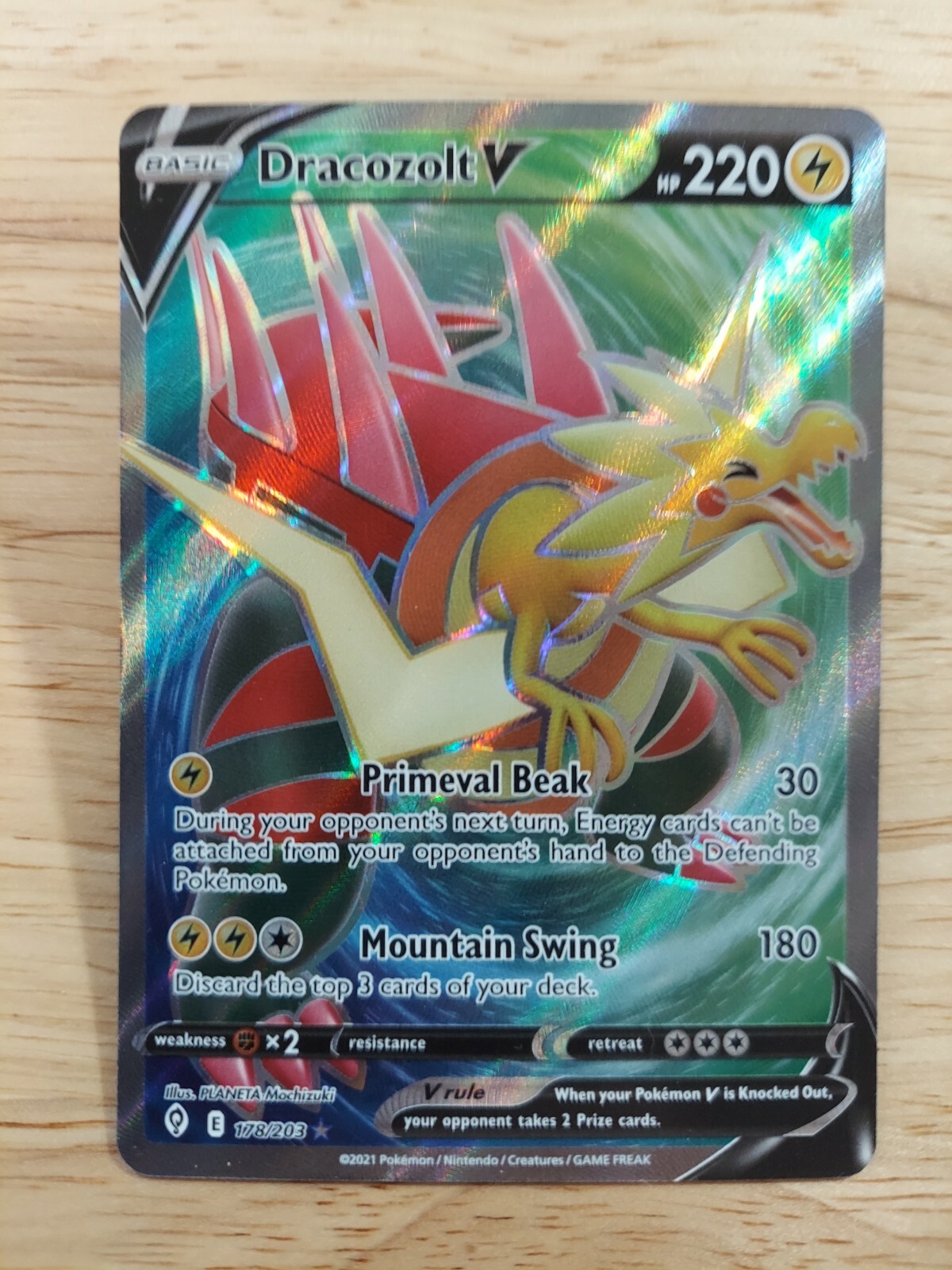Dracozolt V 178/203 Evolving Skies NM Full Art Ultra Rare Pokemon Card