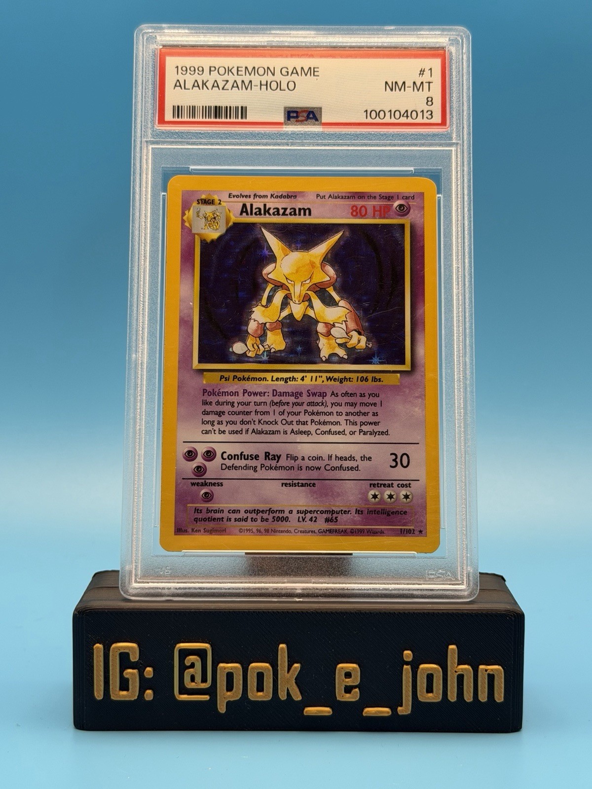 Alakazam 001/102 Base Set Holo PSA 8