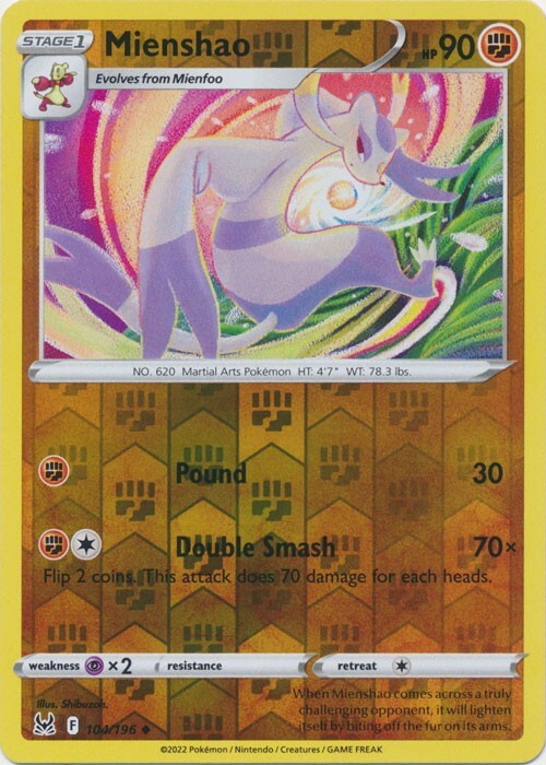 Reverse Holo Mienshao 104/196 Uncommon Lost Origin