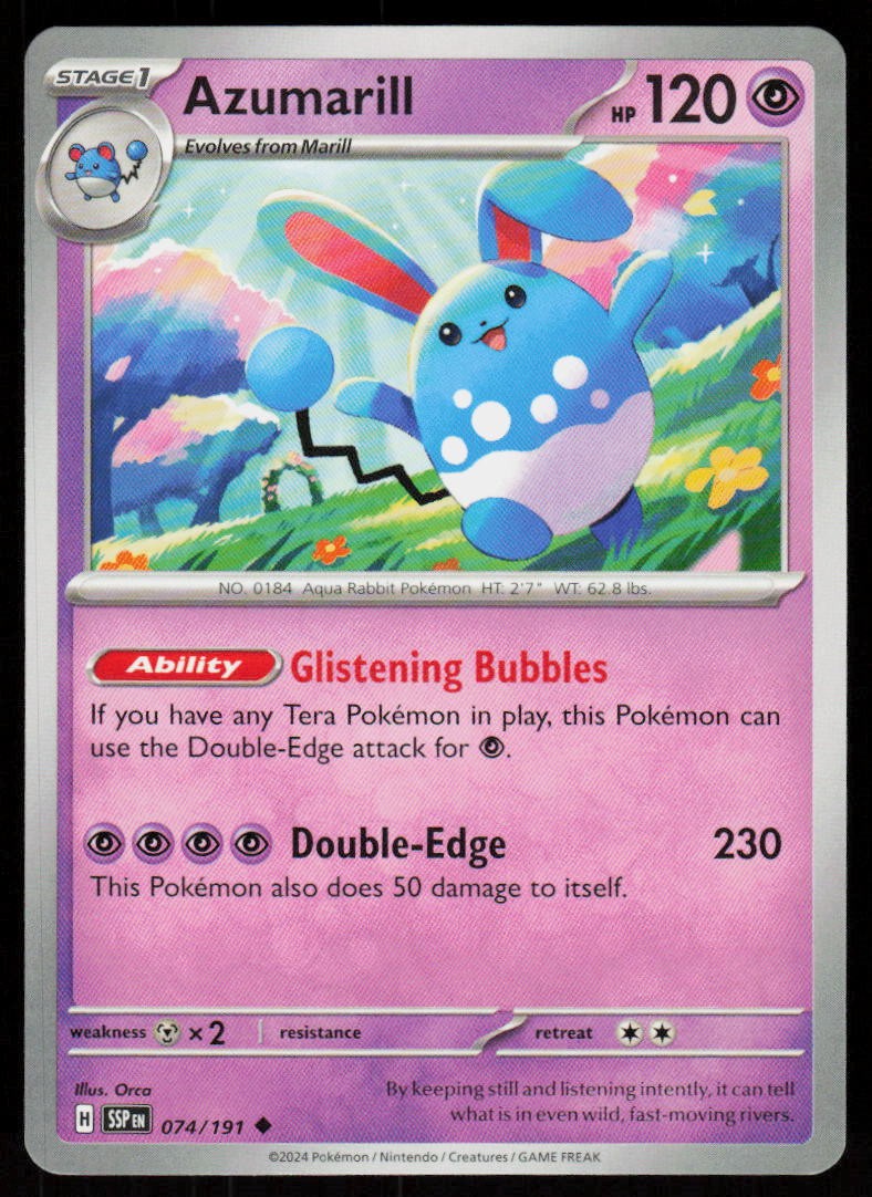 Azumarill 074/191 Uncommon Surging Sparks Pokemon Near Mint