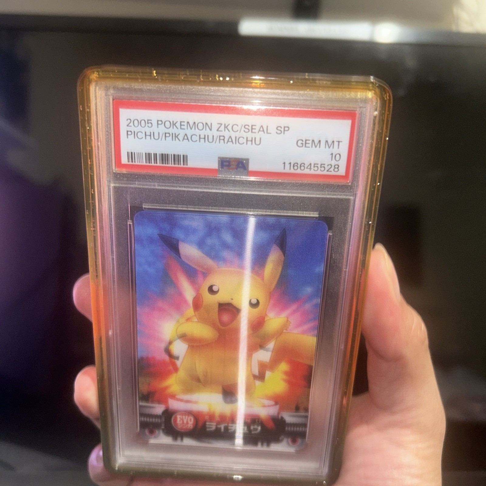 2003 Pokémon Zukan Pichu/Pikachu/Raichu Evolution Line Lenticular PSA 10 Gem MT