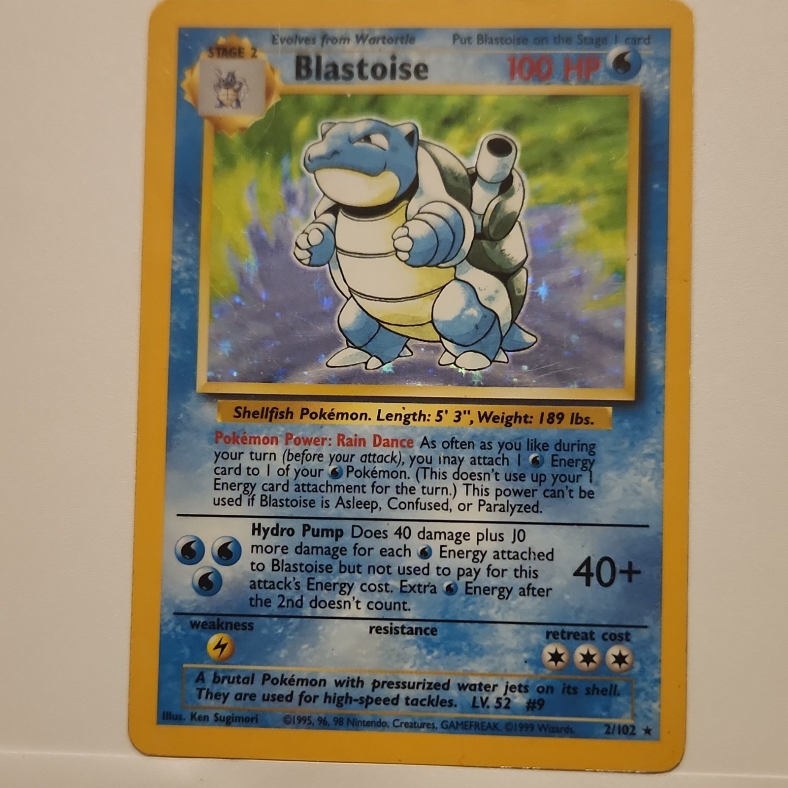Pokémon Blastoise Base Set Holo Rare Card 2/102 1999 Vintage WOTC – LP