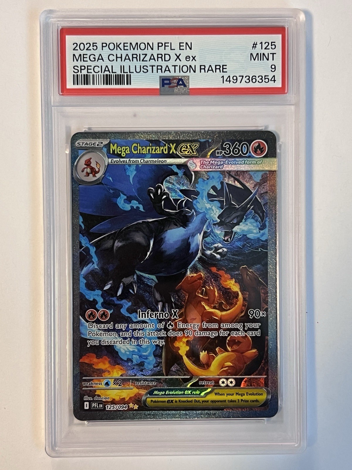 Pokemon 2025 Mega Charizard X ex 125/094 SIR Phantasmal Flames PSA 9