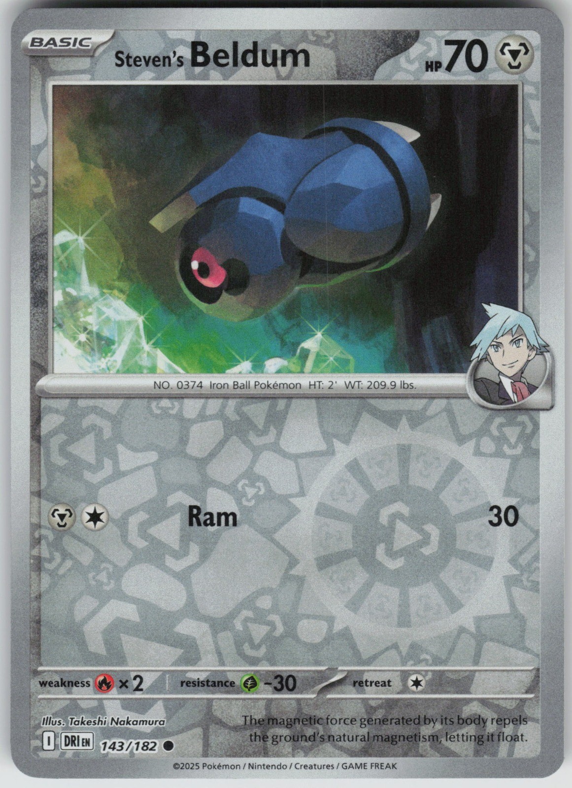 Steven’s Beldum 143/182 Reverse Holo Common SV10: Destined Rivals NM