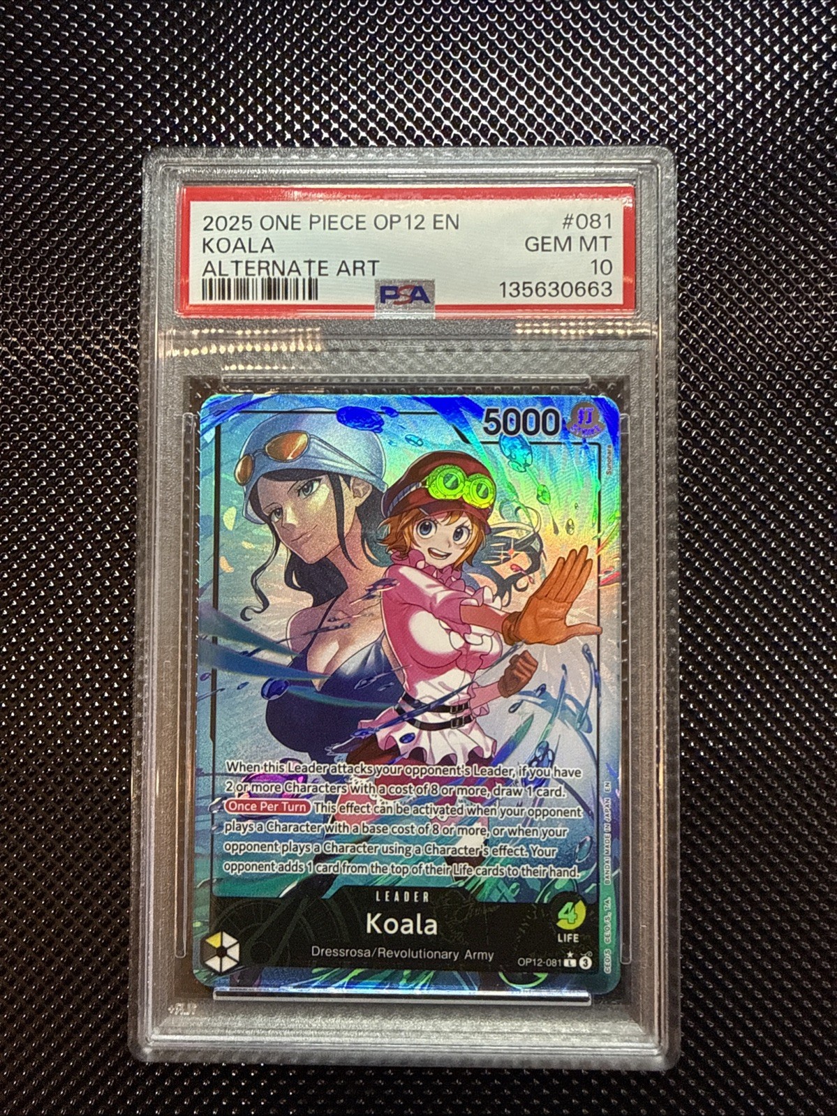 2025 ONE PIECE LEGACY OF THE MASTER #OP12-081 KOALA LEADER ALTERNATE ART PSA 10