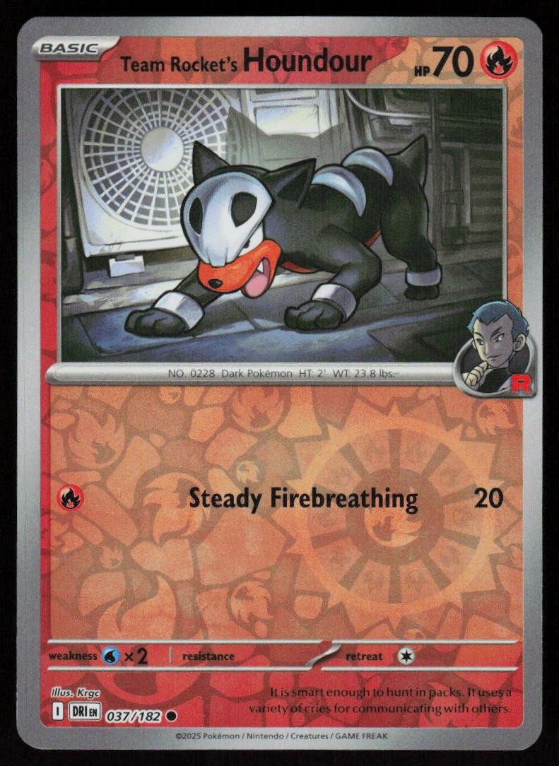Team Rocket’s Houndour 037/182 Common Destined Rivals Pokemon Reverse Holo NM