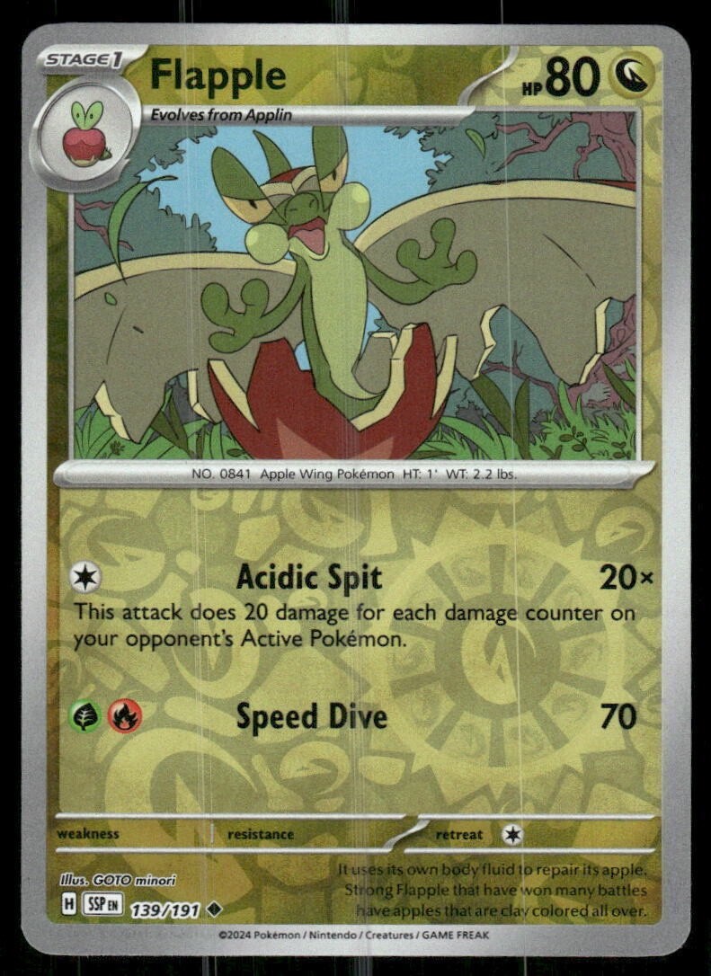 Pokemon – 139/191 Flapple – Reverse Holo – Surging Sparks – NM/M