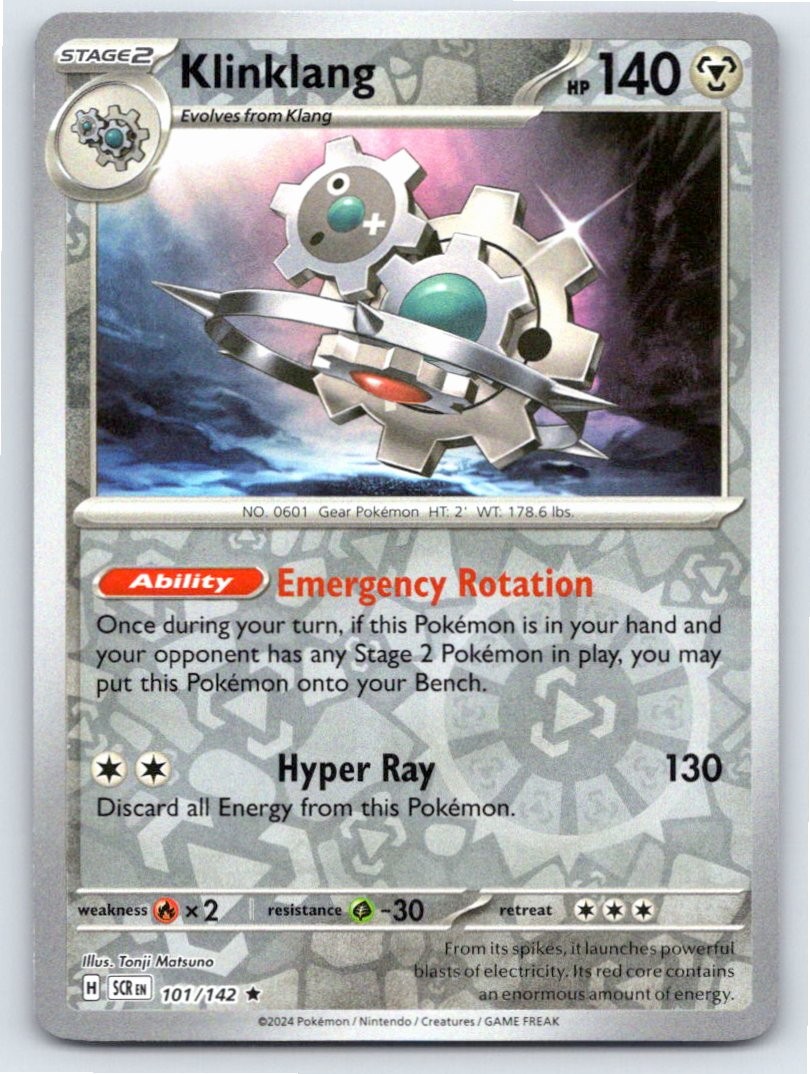 2024 POKEMON KLINKLANG STELLAR CROWN 101/142 REVERSE HOLO RARE NM A6644 FREE S&H