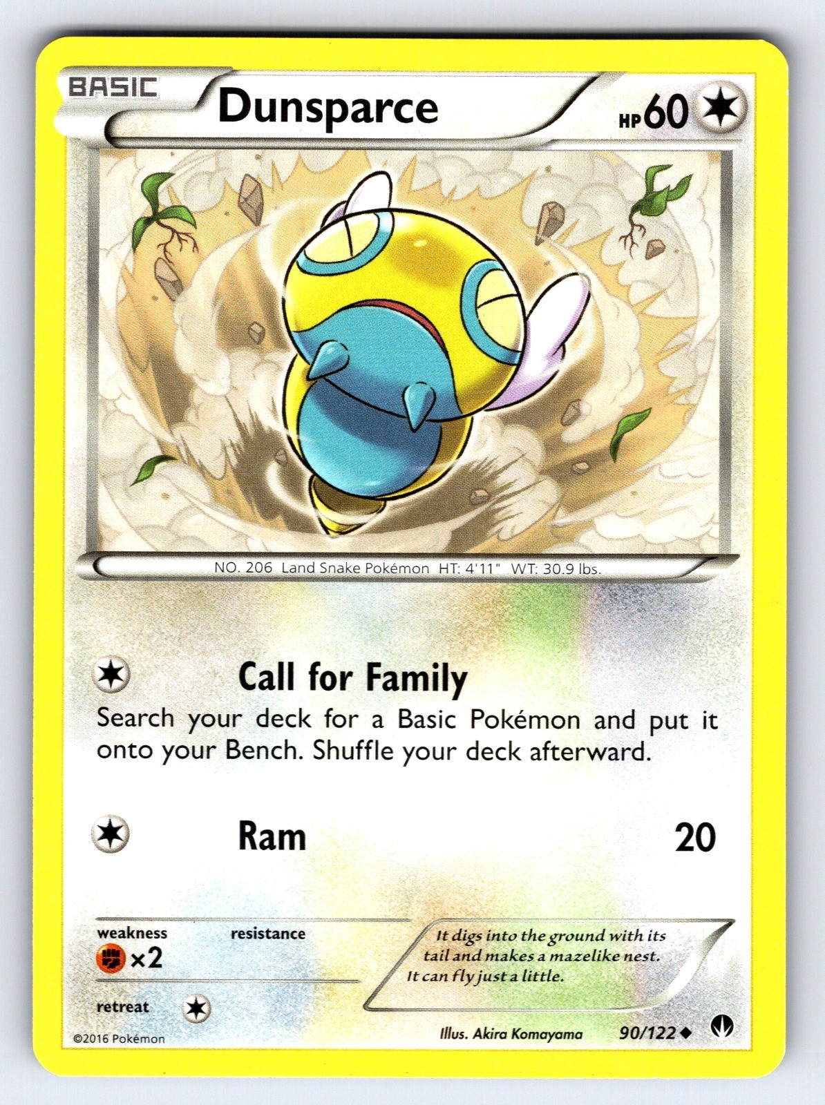 Dunsparce 90/122 XY – BREAKpoint Uncommon Pokemon TCG Akira Komayama LP