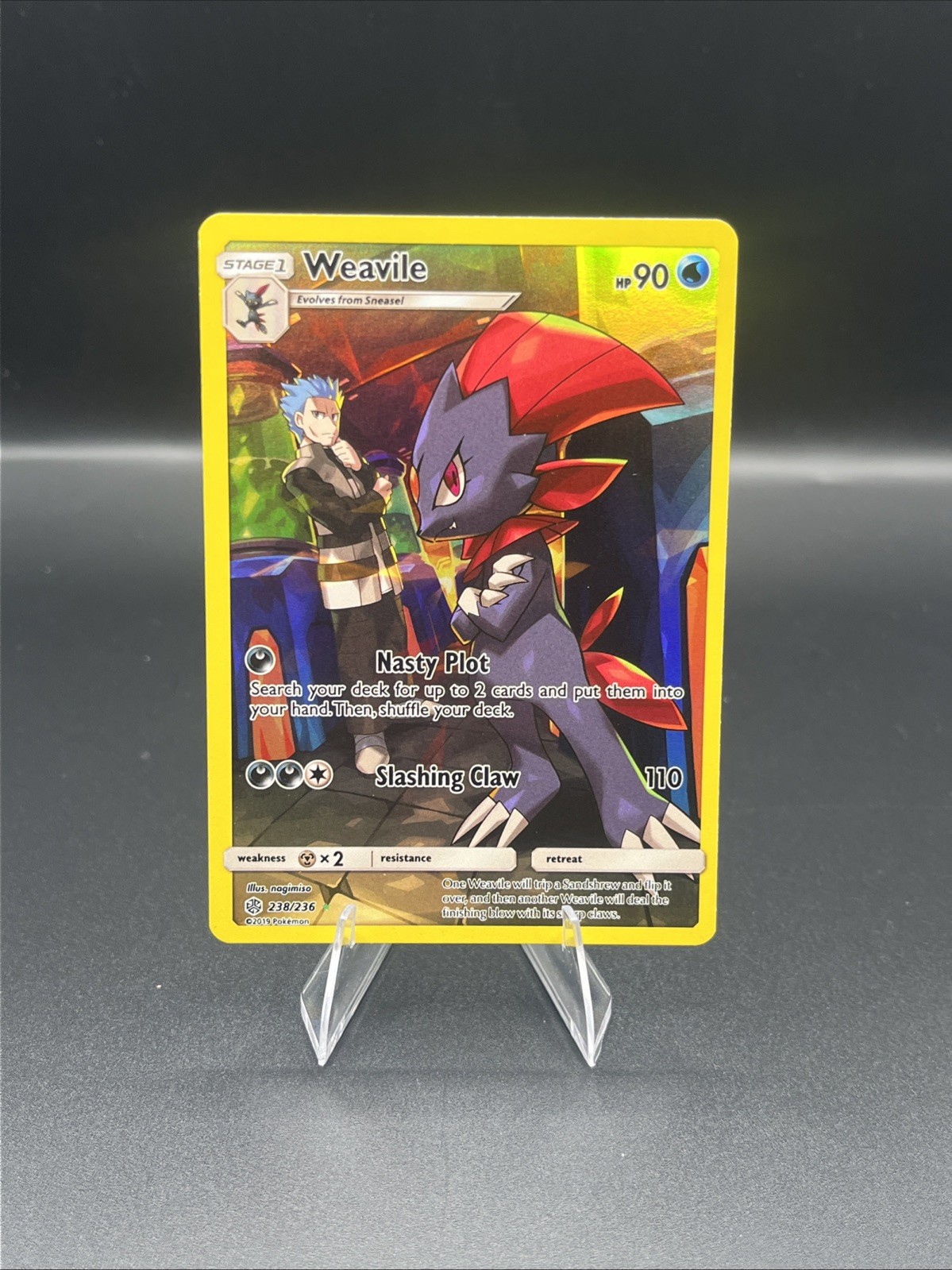 Weavile 238/236 Full Art Holo Secret Rare Pokemon Sun & Moon Cosmic Eclipse