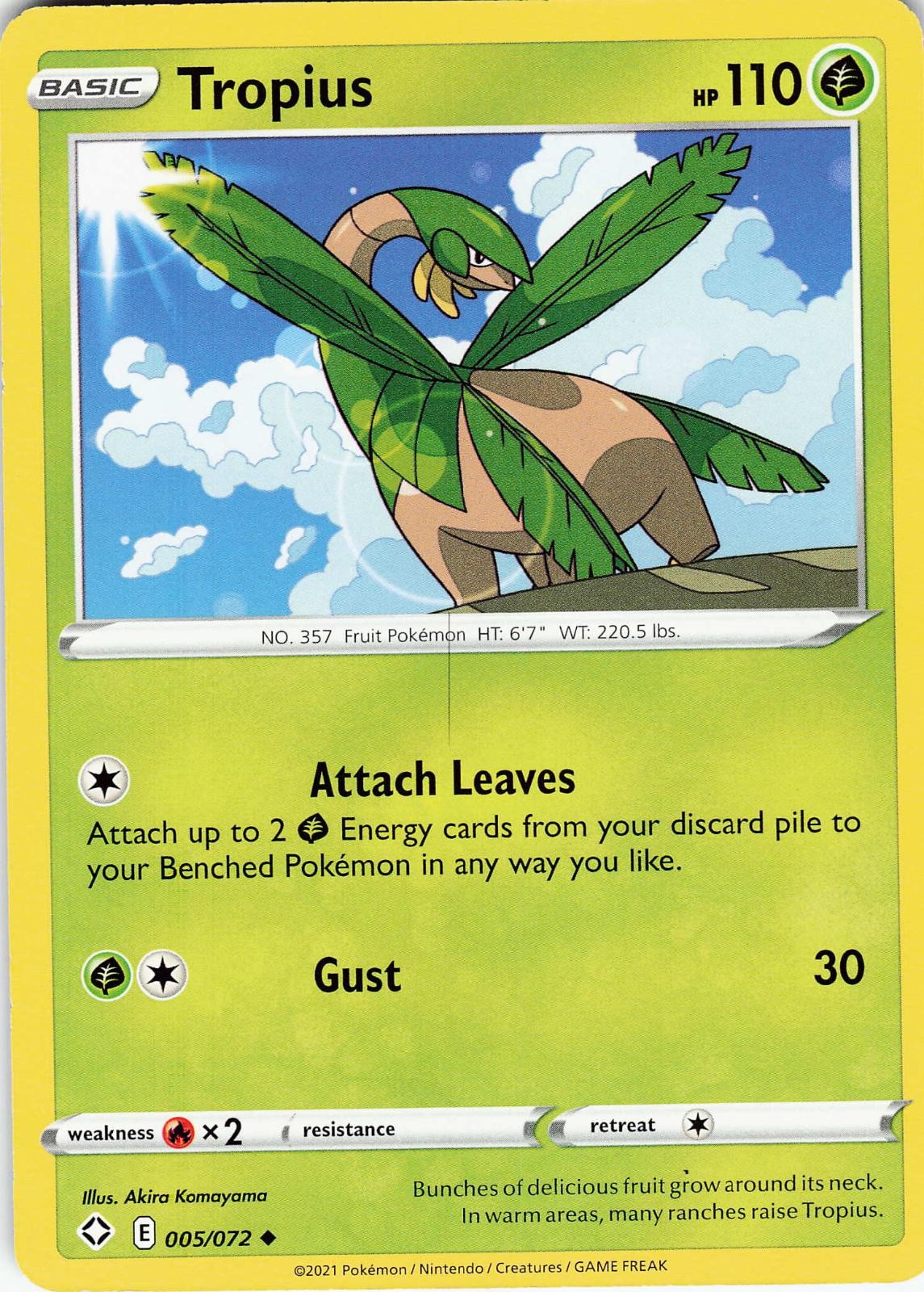 Tropius 005/072 Uncommon Shining Fates Pokemon NM Akira Komayama 2021
