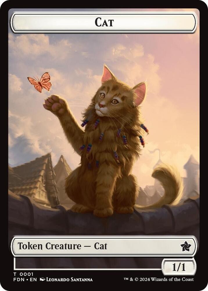 Spirit // Cat (0001) Doubled-Sided Token FDN 1 // 7 MTG Foundations Token EN NM