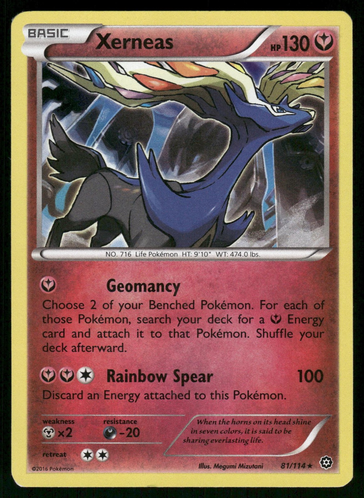 Xerneas 81/114 Holo Rare Steam Siege Pokemon Holo Lightly Played