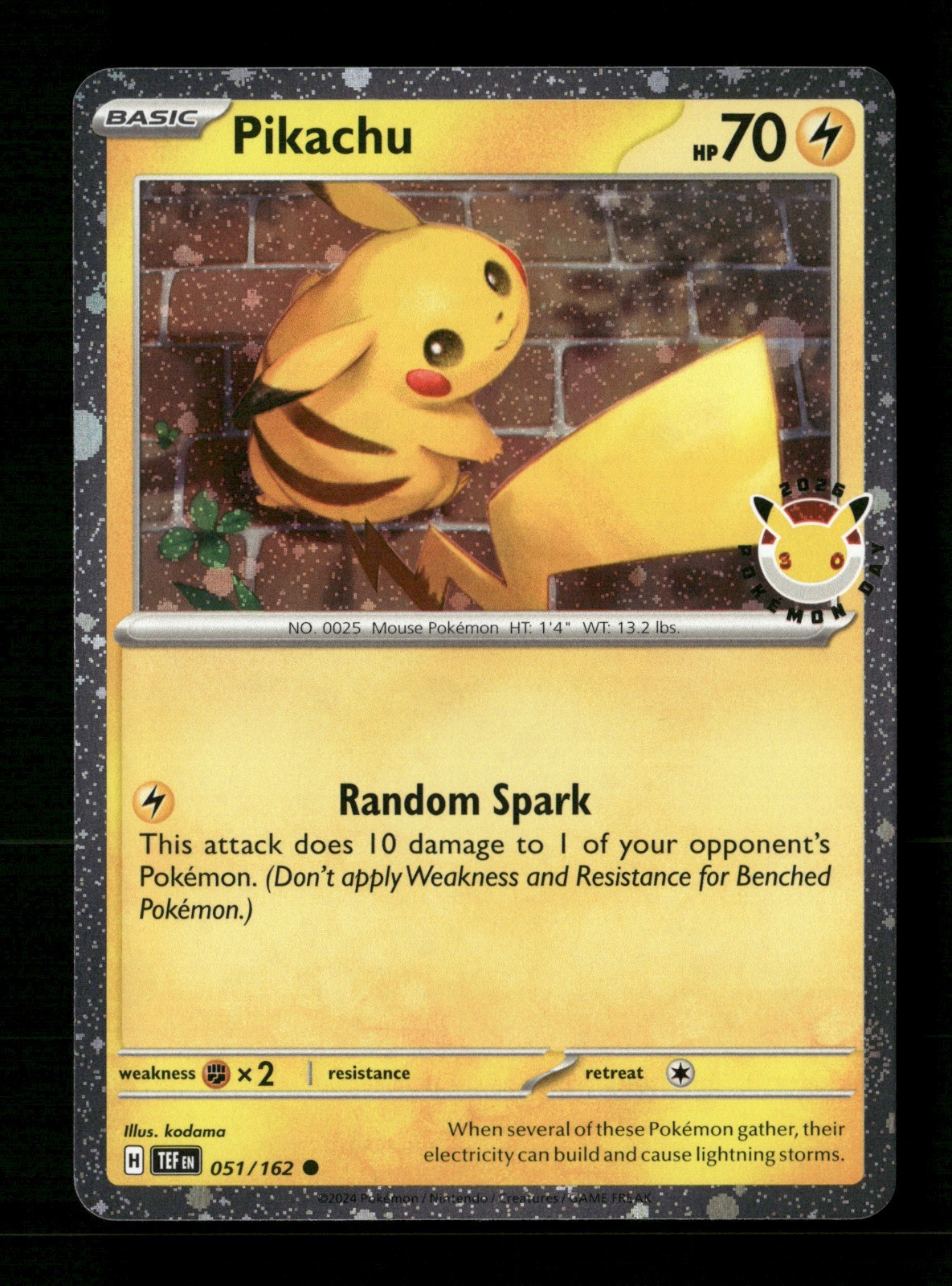 Pikachu (Pokemon Day 2026) Holo 051/162 NM Pokémon TCG