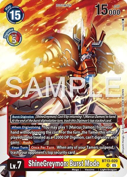 Digimon Card Game ShineGreymon: Burst Mode Advanced Generation BT13-020