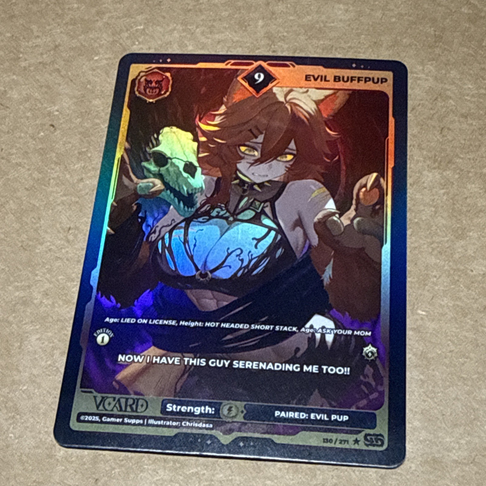 Gamersupps Vcard TCG Divine Chaos Evil Buffpup Holo 9 1st Edition Full Art