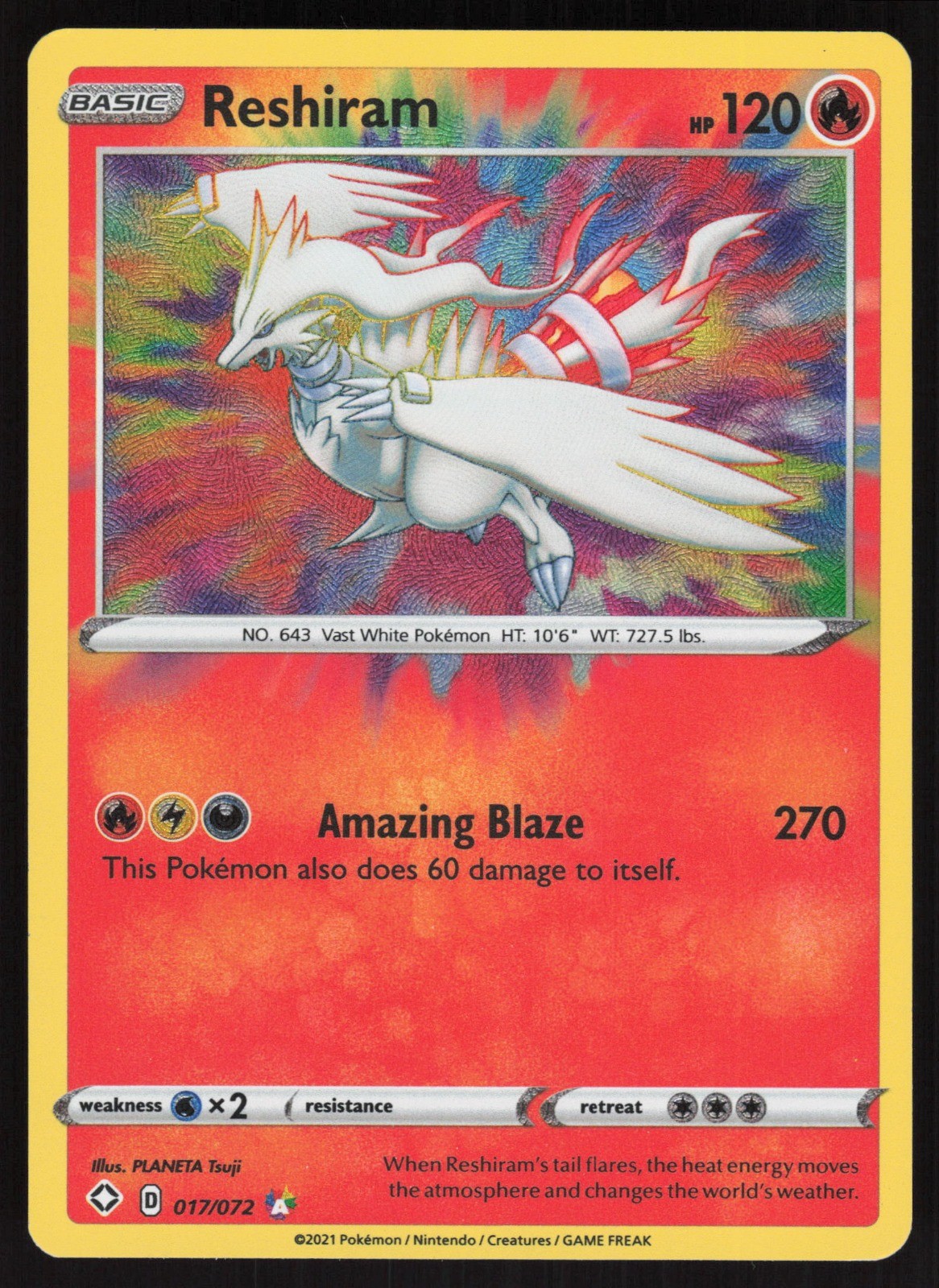 Reshiram Holo Shining Fates 017/072 NM PLANETA Tsuji