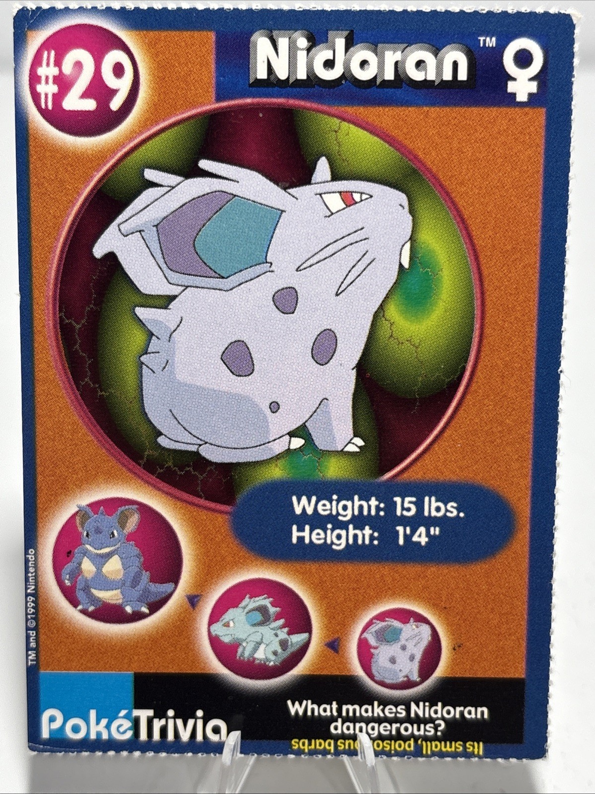 1999 Pokemon The First Movie PokeTrivia Non-Holo Pokemon Card Nidoran #29