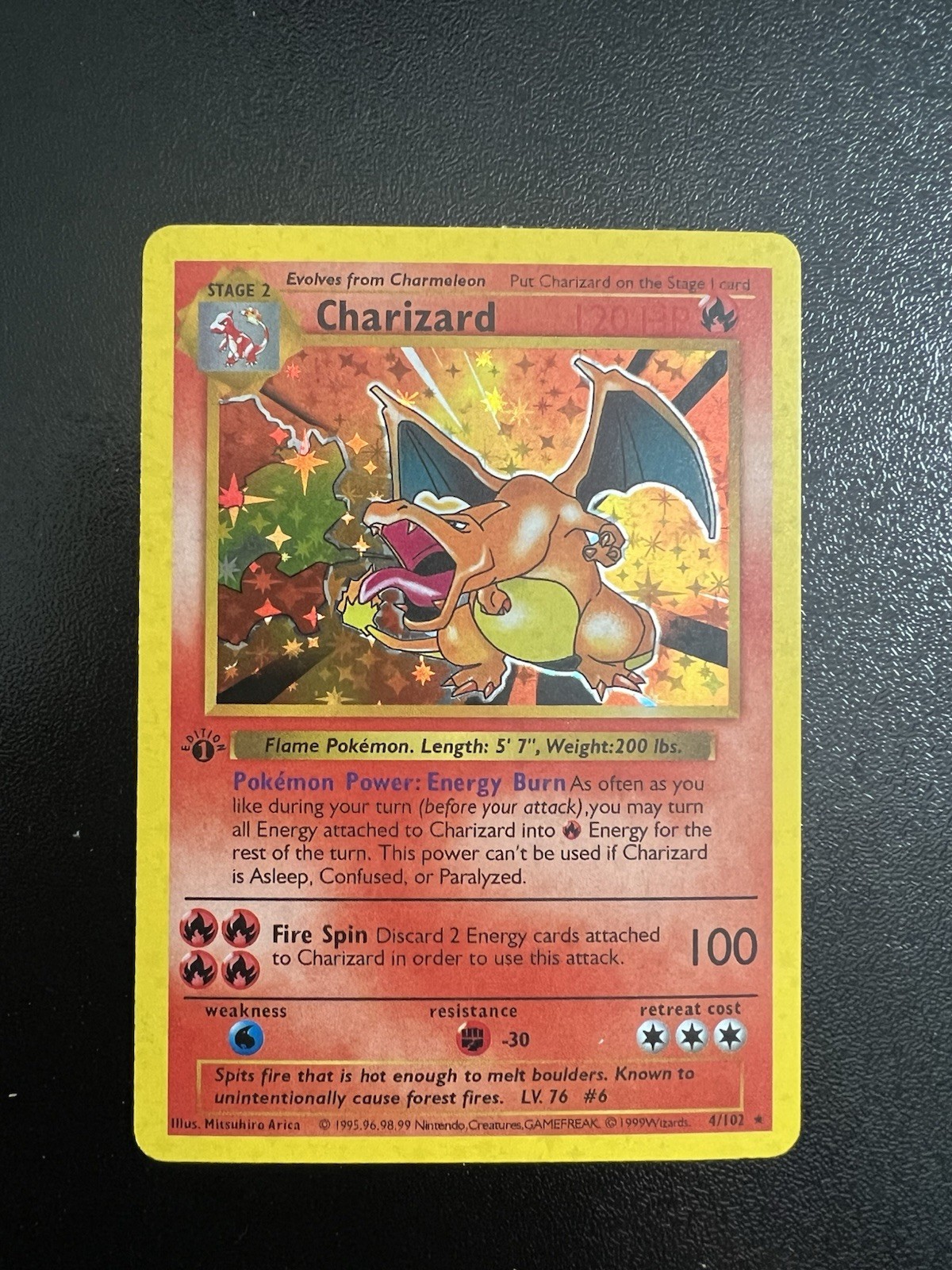 Charizard 1st edition Holo Rare 1999 Base Set *FAN MADE* *HOLO*
