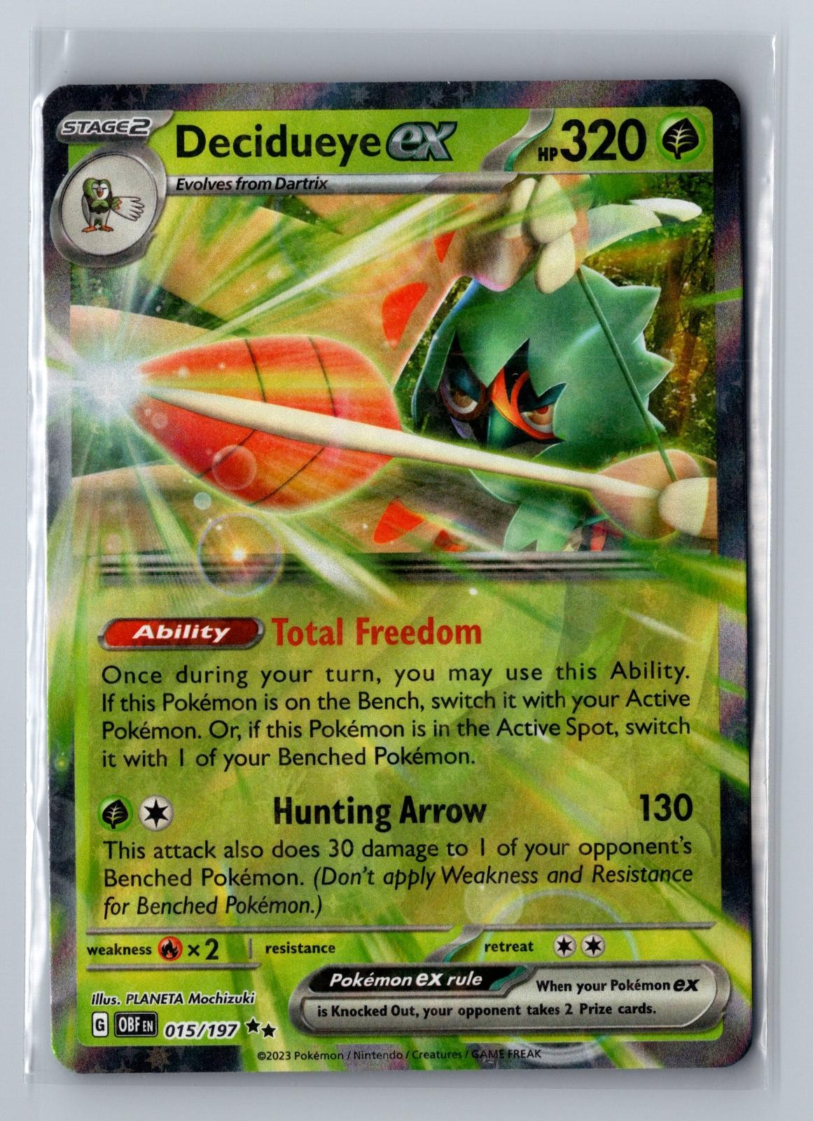 Decidueye ex 015/197 Double Rare Obsidian Flames Pokemon Near Mint Holo