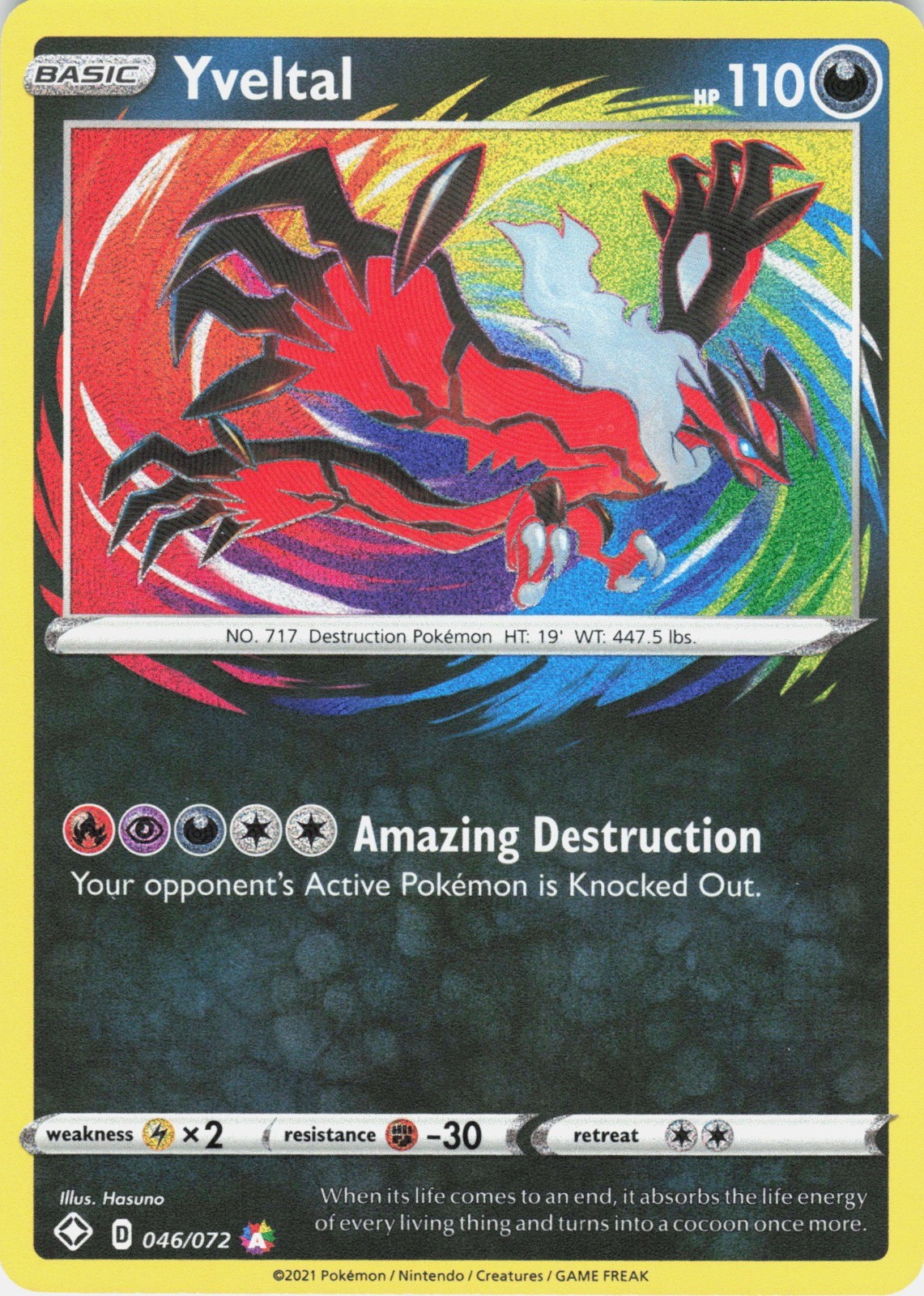 Yveltal Holo Amazing Rare Shining Fates 046/072 NM