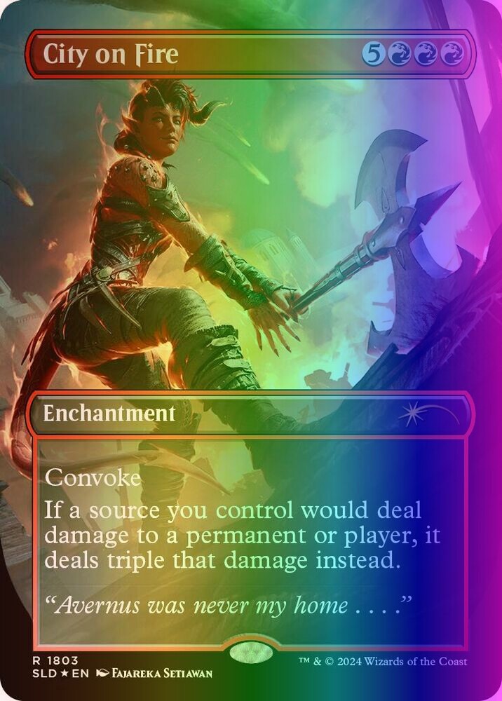 MTG City on Fire (1803/3310) Secret Lair Drop Series LP FOIL- Rainbow