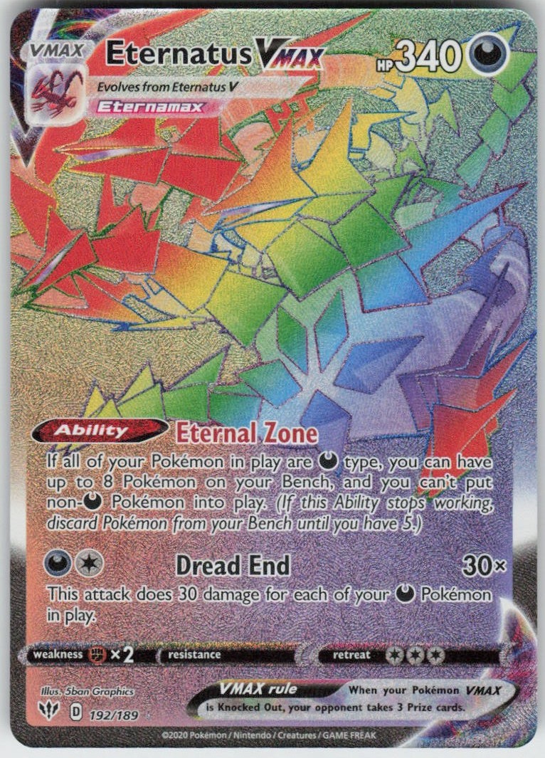 Eternatus VMAX 192/189 Rainbow Rare Darkness Ablaze Near Mint