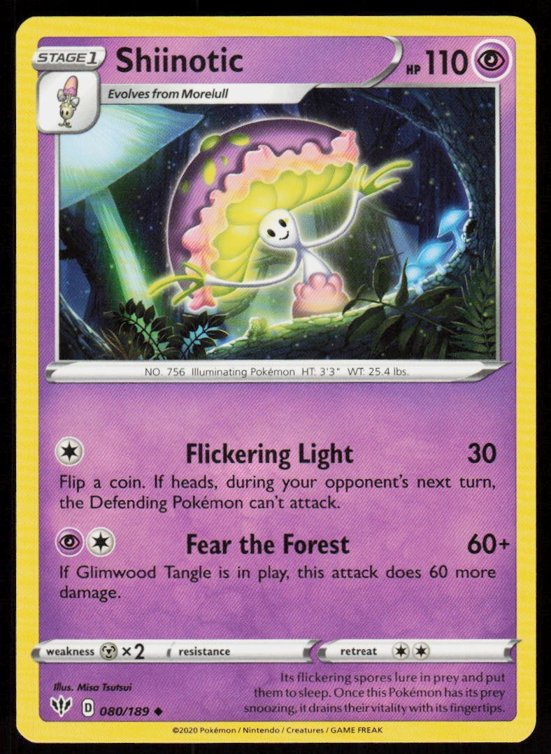 Shiinotic 080/189 Uncommon Darkness Ablaze Pokemon Near Mint
